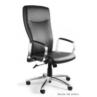 UNIQUE MEBLE - ADELLA Fotel Obrotowy C239-HL | Skóra Naturalna Czarna