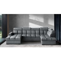 Mars Meble - GOMEZ U DARK GREY Narożnik z funkcją i pojemnikiem PROMOCJA