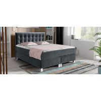 PMW - GUMI Łóżko kontynentalne z pojemnikiem | 160x200 | Wysokość zagłówka 140 cm | Materac Komfort | Topper HR