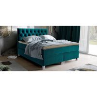 PMW - GALI Łóżko kontynentalne z pojemnikiem | 140x200 | Wysokość zagłówka 140 cm | Materac Komfort | Topper HR