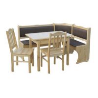 PANKAU - ZESTAW Narożnik tapicerowany | Stół 4 nogi proste | 2x Krzesło P