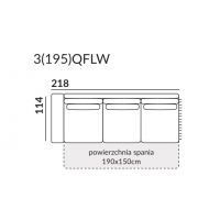 GALA COLLEZIONE - ARIA Sofa 3 osobowa z lewym bokiem i funkcją spania 3(195)QFLW