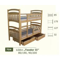 PANKAU - Łóżko piętrowe Teodor II bez materaca piankowego (spanie 80/190)