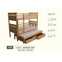 PANKAU - Łóżko piętrowe Fabian III z materacem piankowym (spanie 80/190)