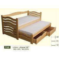PANKAU - Łóżko parterowe Cyryl II z materacem piankowym (spanie 80/190)