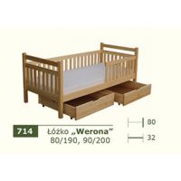 PANKAU - Łóżko parterowe Werona z materacem piankowym (spanie 80/190)