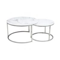 SIGNAL - ATLANTA B Ława | Biały, efekt marmuru | Chrom