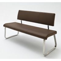 MC AKCENT - ARCO 2 Ławka na płozie | Stal szlachetna szczotkowana | Skóra brąz | 175x59x86 | AB2L20BX
