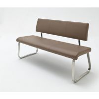 MC AKCENT - ARCO Ławka na płozie | Stal szlachetna szczotkowana | Ekoskóra cappuccino | 155x59x86 | ABLE10CX