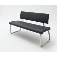 MC AKCENT - ARCO Ławka na płozie | Stal szlachetna szczotkowana | Ekoskóra czarna | 175x59x86 | AB2L10SX