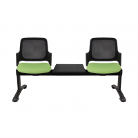 GROSPOL - ASPEN Ławka 2-osobowa + Blat BS / BT 3T Black / Grey | Oparcie Siatkowe / Tapicerowane