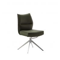 MC AKCENT - ASSENTO A Krzesło | Skóra oliwka | Stelaż stal szlachetna szczotkowana | Obrót siedziska | ASAS20OL | ASGE14EG