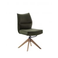 MC AKCENT - ASSENTO A Krzesło | Skóra oliwka | Stelaż dąb lity lakier | Obrót siedziska | ASAS20OL | ASGE24HL