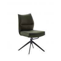 MC AKCENT - ASSENTO A Krzesło | Skóra oliwka | Stelaż lakier czarny mat | Obrót siedziska | ASAS20OL | ASGE14SM