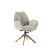 MC AKCENT - ASSENTO B Krzesło z podłokietnikiem | Tkanina krem | Stelaż dąb lity lakier | Obrót siedziska | ASBA62CR | ASGE24HL