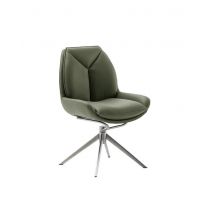 MC AKCENT - ASSENTO B Krzesło | Skóra oliwka | Stelaż stal szlachetna szczotkowana | Obrót siedziska | ASBS20OL | ASGE14EG