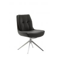 MC AKCENT - ASSENTO C Krzesło | Skóra antracyt | Stelaż stal szlachetna szczotkowana | Obrót siedziska | ASCS20AN | ASGE14EG