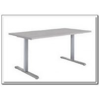 AMS Meble Biurowe - AGAT B Biurko BA10B | Na Stelażu Metalowym | 160x80 cm | 1-osobowe | Kształtowe | Prowadzenie kabli pionowe