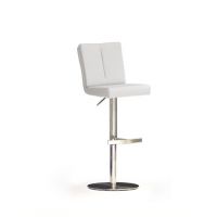 MC AKCENT - BRUNI Hoker | Podstawa okrągła stal szlachetna szczotkowana | Ekoskóra biała | BRRE10WX