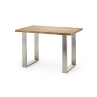 MC AKCENT - CASTELLO Stolik barowy 160x100 | Dąb lity dziki ze spękaniami | Stelaż metal stal szlachetna szczotkowana | CAD160EW