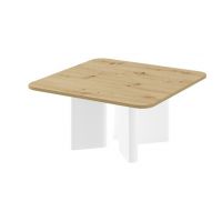 HUBERTUS - DIVERSO Ława 80x80x50 | Dąb słoneczny | Biały połysk