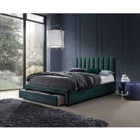 HALMAR - GRACE 140 Łóżko z szufladą | ciemny zielony