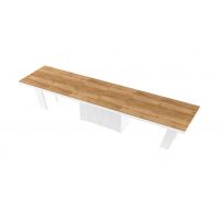 HUBERTUS - GRANDE Stół 160-412x100 | Dąb pradawny | Biały połysk