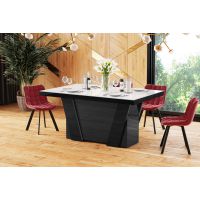 HUBERTUS - GRANDE Stół 160-412x100 | Biały mat | Czarny połysk