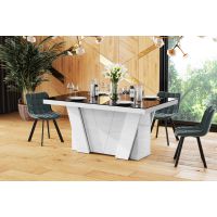 HUBERTUS - GRANDE Stół 160-412x100 | Czarny mat | Biały połysk