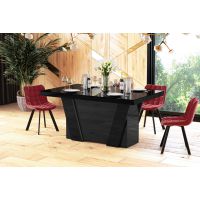 HUBERTUS - GRANDE Stół 160-412x100 | Czarny połysk