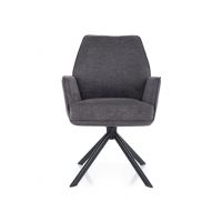 SIGNAL - HUGO BREGO Krzesło | Obrót siedziska | Tkanina Brego Ciemny szary 18 | Stelaż Czarny mat