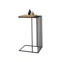 MC AKCENT - JUBA Stolik 40x35x70 | Blat drewno dębowe olejowane | Stelaż metal czarny mat | 58310ES9