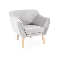 SIGNAL - KARO 1 Velvet Fotel | Jasny Szary | Bluvel 03 | Nogi BUK | z PL