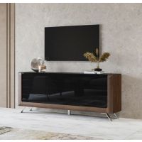 Bydgoskie Meble - KASAI Komoda 3D | 24RWMI25 | Orzech koloumbia - czarny połysk