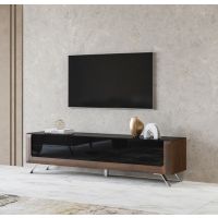 Bydgoskie Meble - KASAI Komoda TV 2D1S | 24RWMI40 | Orzech koloumbia - czarny połysk