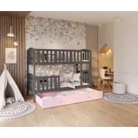 AJK meble - KUBUŚ MDF Łóżko Piętrowe 2-osobowe z Szufladą 190x80cm