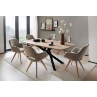 MC AKCENT - LIVERPOOL Stół 180x100 | Dąb lity dziki olejowany | Grubość blatu 2,5 cm | Stelaż metal lakier czarny mat | LP18TSWE