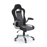 HALMAR - LOTUS Fotel Obrotowy | Ekoskóra | Czarny | Popielaty