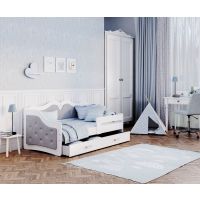 AJK meble - LILI Tapicerowane Łóżko parterowe 1-osobowe z szufladą 180x80cm