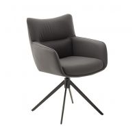 MC AKCENT - LIMONE 2S Krzesło | Nogi skośne lakier czarny mat | Obrót siedziska | Skóra Antracyt | L24S20AN