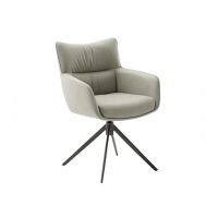 MC AKCENT - LIMONE 2S Krzesło | Nogi skośne lakier czarny mat | Obrót siedziska | Skóra Krem | L24S20CR