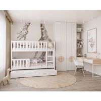 AJK meble - TAMI MDF Łóżko Piętrowe 2-osobowe z Szufladą 160x80cm