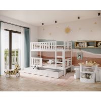 AJK meble - NEMO MDF Łóżko Piętrowe 2-osobowe z Szufladą 190x80cm