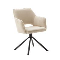 MC AKCENT - LUZON Krzesło | Obrót siedziska | Metal lakier czarny mat | Tkanina optyka sztruks krem | LZ4S52CR