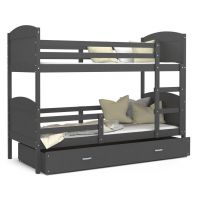 AJK meble - MATEUSZ MDF Łóżko Piętrowe 2-osobowe z Szufladą 190x80cm