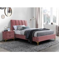 SIGNAL - MIRAGE Velvet Łóżko 90x200 | Antyczny Róż aksamit 185 | Metal złoty