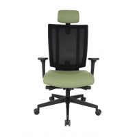 GROSPOL - MAXPRO Fotel Obrotowy BS HD Black / Chrom | Mechanizm Synchro Plus SP1 z regulacją głębokości | Podłokietniki R7 / R10 | Oparcie Siatkowe | Zagłówek