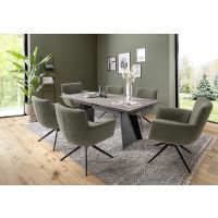 MC AKCENT - MOLINARA Stół 200-290x100-145x76 | Ceramika jasnoszara | Stelaż metal lakier czarny mat | MO20SMHG