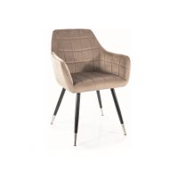 SIGNAL - NUXE Velvet Krzesło | Ciemny beż Tapicerka Bluvel 40 | Stelaż Czarny | Chrom