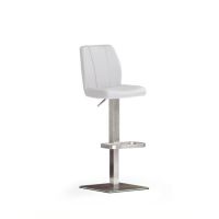 MC AKCENT - NAOMI Hoker | Podstawa kwadratowa | Stal szlachetna szczotkowana | Ekoskóra biała | NAEE10WX